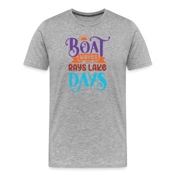 Boot Wellen Sonnenstrahlen See Tage - Männer Premium Bio T-Shirt - Grau meliert - Vorne - Damien (186cm)
