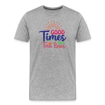 Good Times and Tan Lines - Men's Premium Organic T-Shirt - heather grey - Front - Damien (186cm)