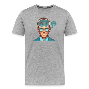Illustration de penseur de vélo conscient - T-shirt bio Premium Homme - gris chiné - Devant - Damien (186cm)