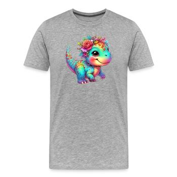 Dinosaure - T-shirt bio Premium Homme - gris chiné - Devant - Damien (186cm)