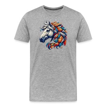 Cheval - T-shirt bio Premium Homme - gris chiné - Devant - Damien (186cm)