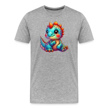 Dinosaurier - Männer Premium Bio T-Shirt - Grau meliert - Vorne - Damien (186cm)