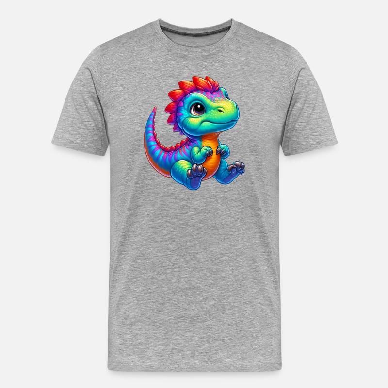 Dinosaurier - Männer Premium Bio T-Shirt - Grau meliert