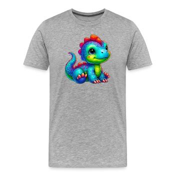 Dinosaure - T-shirt bio Premium Homme - gris chiné - Devant - Damien (186cm)