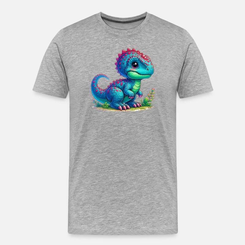 Dinosaurier - Männer Premium Bio T-Shirt - Grau meliert