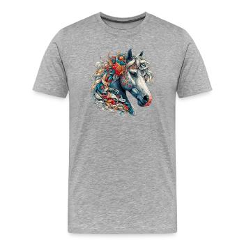 Horse - Men's Premium Organic T-Shirt - heather grey - Front - Damien (186cm)