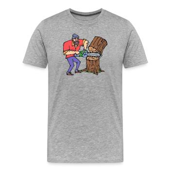 Sciure de bois sciure de bois bûcheron - T-shirt bio Premium Homme - gris chiné - Devant - Damien (186cm)