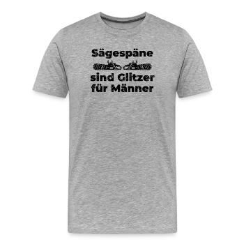 Scie bûcheron sciure déclaration boiseries - T-shirt bio Premium Homme - gris chiné - Devant - Damien (186cm)