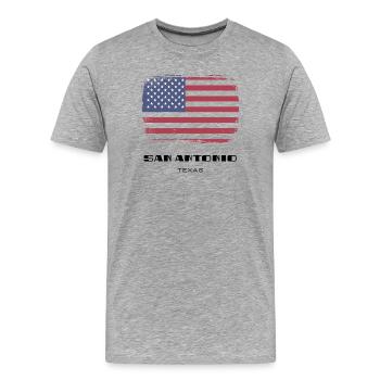 San Antonio, Texas, USA - Männer Premium Bio T-Shirt - Grau meliert - Vorne - Damien (186cm)