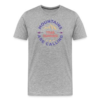 Trail Running - Mountains Are Calling - Men's Premium Organic T-Shirt - heather grey - Front - Damien (186cm)