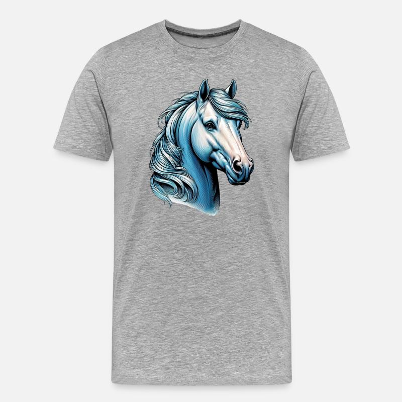 Pferd - Männer Premium Bio T-Shirt - Grau meliert