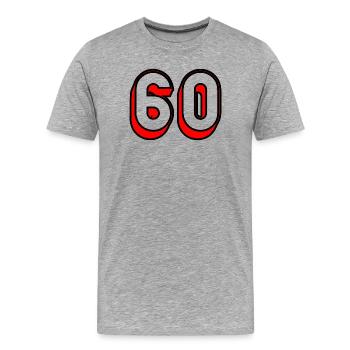 60. 60 ANS. 60e ANNIVERSAIRE. ANNIVERSAIRE 60 ANS. - T-shirt bio Premium Homme - gris chiné - Devant - Damien (186cm)