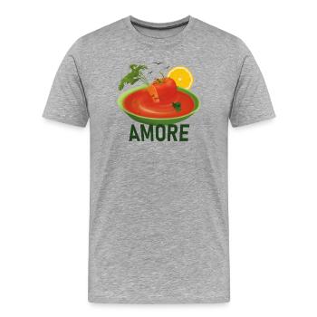 Tomate und Karotte kuscheln in der Tomatensuppe - Männer Premium Bio T-Shirt - Grau meliert - Vorne - Damien (186cm)