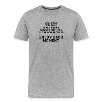 Profitez de l’instant. Le temps comme élément de la vie. - T-shirt bio Premium Homme - gris chiné - Devant - Damien (186cm)