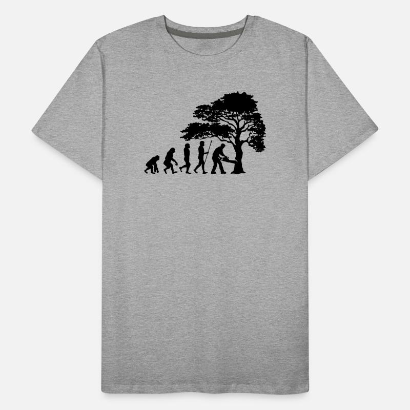 Holzfäller Baum Evolution Säge Sägespäne Männer Premium Bio T-Shirt