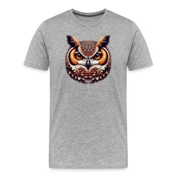 Owl - Men's Premium Organic T-Shirt - heather grey - Front - Damien (186cm)