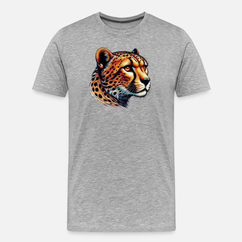 Gepard - Männer Premium Bio T-Shirt - Grau meliert