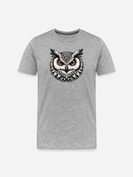 Eule - Männer Premium Bio T-Shirt - Grau meliert