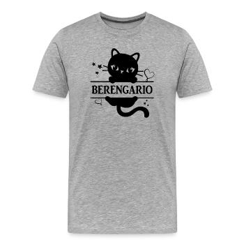 Berengario t-shirt chat idée cadeau chat - T-shirt bio Premium Homme - gris chiné - Devant - Damien (186cm)