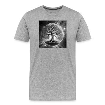 Der Kosmische Yggdrasil - Männer Premium Bio T-Shirt - Grau meliert - Vorne - Damien (186cm)