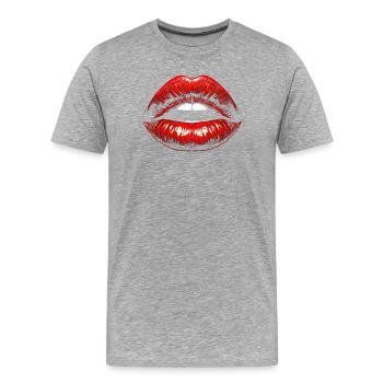 Lippen - Männer Premium Bio T-Shirt - Grau meliert - Vorne - Damien (186cm)