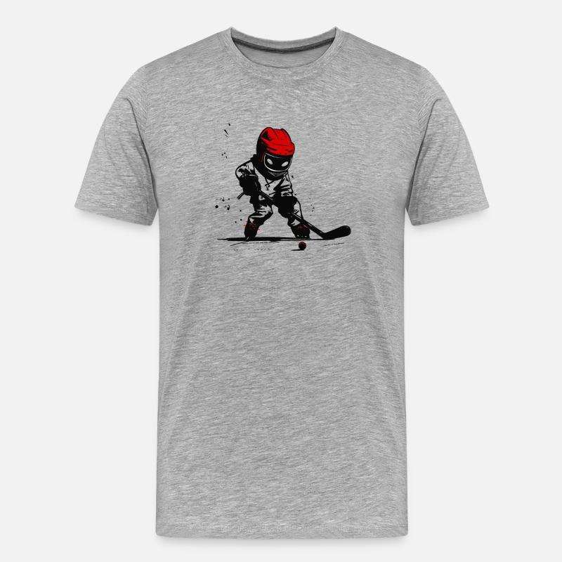 Eishockeyspieler mit rotem Helm - Männer Premium Bio T-Shirt - Grau meliert