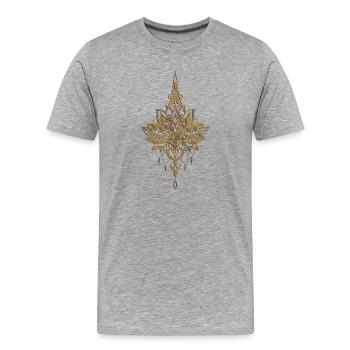Noble Golden Lotus Flower - Men's Premium Organic T-Shirt - heather grey - Front - Damien (186cm)