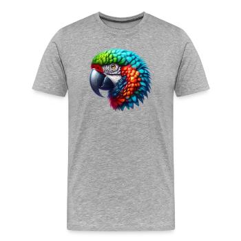 Papagei - Männer Premium Bio T-Shirt - Grau meliert - Vorne - Damien (186cm)