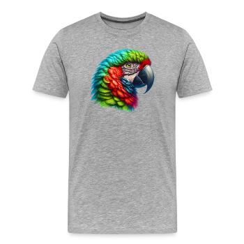 Papagei - Männer Premium Bio T-Shirt - Grau meliert - Vorne - Damien (186cm)