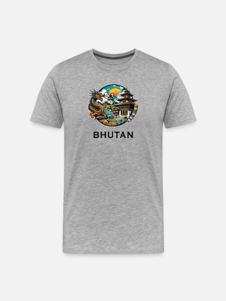 Bhutan dragon Thimphu Himalaya - Men's Premium Organic T-Shirt - heather grey
