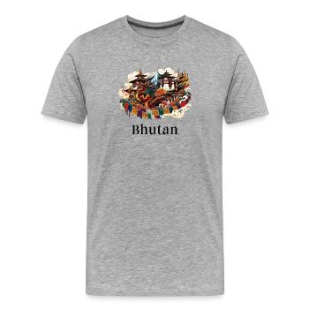Dragon du Bhoutan Thimphu Himalaya - T-shirt bio Premium Homme - gris chiné - Devant - Damien (186cm)