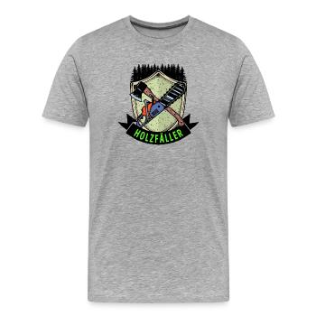 Axe Saying Lumberjack Chainsaw Woodworking Saw - Men's Premium Organic T-Shirt - heather grey - Front - Damien (186cm)