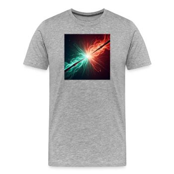 Zwei Zauberstäbe im Kampf - Männer Premium Bio T-Shirt - Grau meliert - Vorne - Damien (186cm)