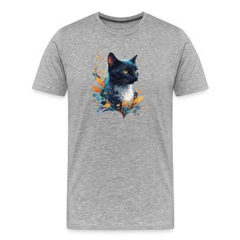 Colorful Cat - Men's Premium Organic T-Shirt - heather grey - Front - Damien (186cm)