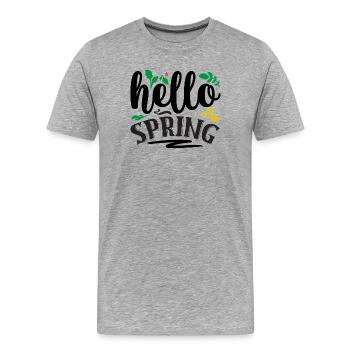 Hallo Frühling - Männer Premium Bio T-Shirt - Grau meliert - Vorne - Damien (186cm)
