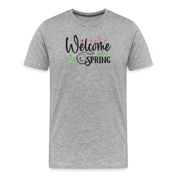Willkommen Frühling - Männer Premium Bio T-Shirt - Grau meliert - Vorne - Damien (186cm)