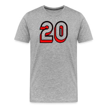 20. 20 JAHRE. 20-JÄHRIGES JUBILÄUM. 20-JÄHRIGES JUBILÄUM. - Männer Premium Bio T-Shirt - Grau meliert - Vorne - Damien (186cm)