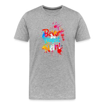 Bevor Du fragst: NEIN! - Männer Premium Bio T-Shirt - Grau meliert - Vorne - Damien (186cm)