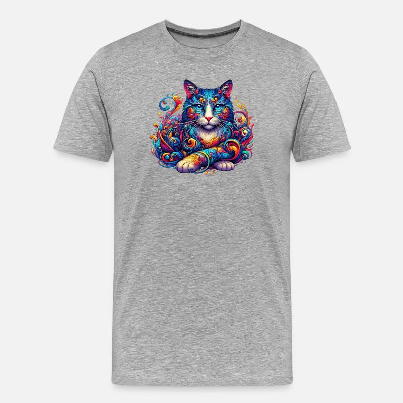 Katze - Männer Premium Bio T-Shirt - Grau meliert
