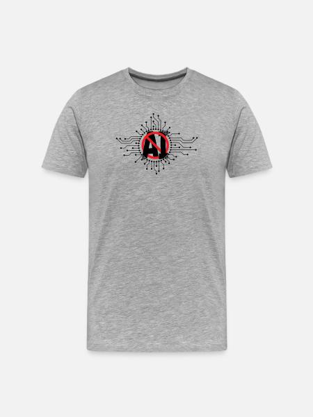 Stop, don't use artificial intelligence, AI. - Men's Premium Organic T-Shirt - heather grey