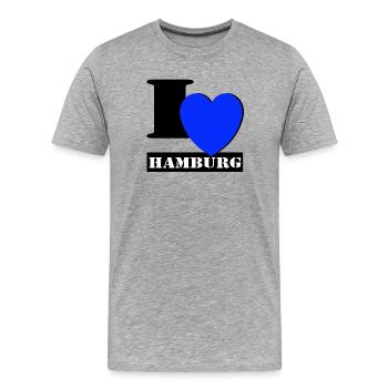 Hambourg , Tradition , Football ,i hard Hambourg (25) - T-shirt bio Premium Homme - gris chiné - Devant - Damien (186cm)
