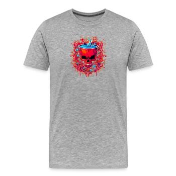 Ein teuflisches Getränk in einer Schädeltasse - Männer Premium Bio T-Shirt - Grau meliert - Vorne - Damien (186cm)