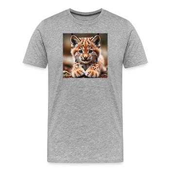 Iberian lynx cub - Men's Premium Organic T-Shirt - heather grey - Front - Damien (186cm)