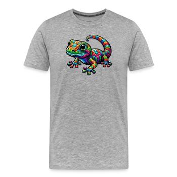 Gecko - Männer Premium Bio T-Shirt - Grau meliert - Vorne - Damien (186cm)