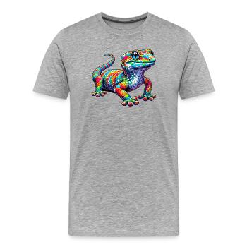 Gecko - T-shirt bio Premium Homme - gris chiné - Devant - Damien (186cm)
