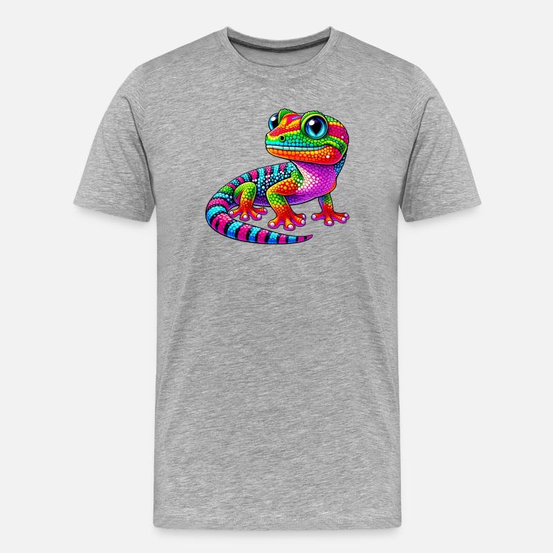 Gecko - Männer Premium Bio T-Shirt - Grau meliert