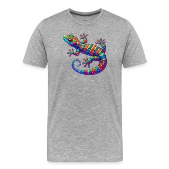 Gecko - T-shirt bio Premium Homme - gris chiné - Devant - Damien (186cm)