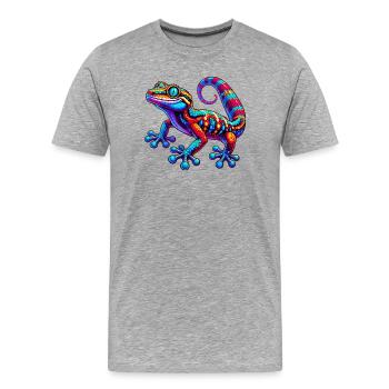 Gecko - T-shirt bio Premium Homme - gris chiné - Devant - Damien (186cm)