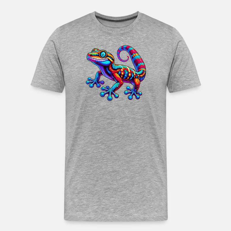Gecko - Männer Premium Bio T-Shirt - Grau meliert