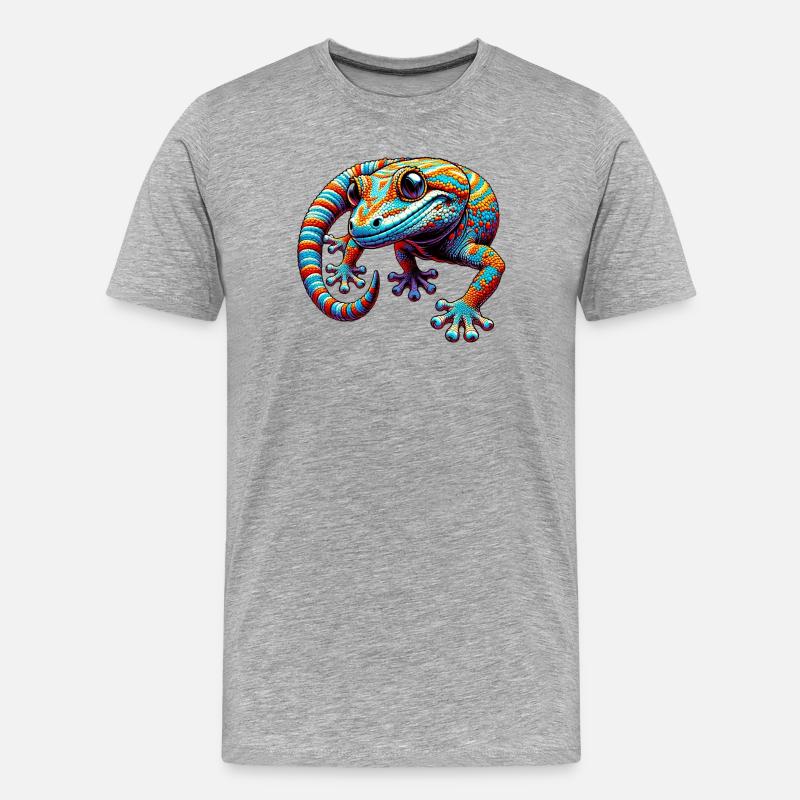 Gecko - Männer Premium Bio T-Shirt - Grau meliert